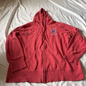 Life Is Good Women's XL Red Full Zip Hoodie Graphic Heart Sweatshirt